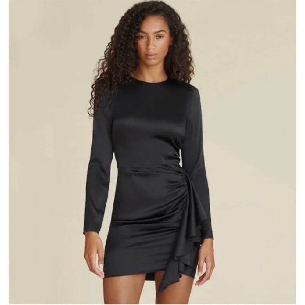 Veronica Beard Rula Black Stretch Silk Minidress Size 10